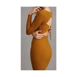 DAILY PRACTICE Ribbed Backless Bodycon Dress Brown Size XXS